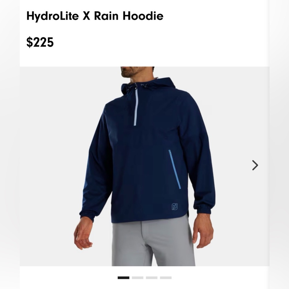 FootJoy Men's Navy Blue HydroLite X Quarter Zip Rain Hoodie - READ